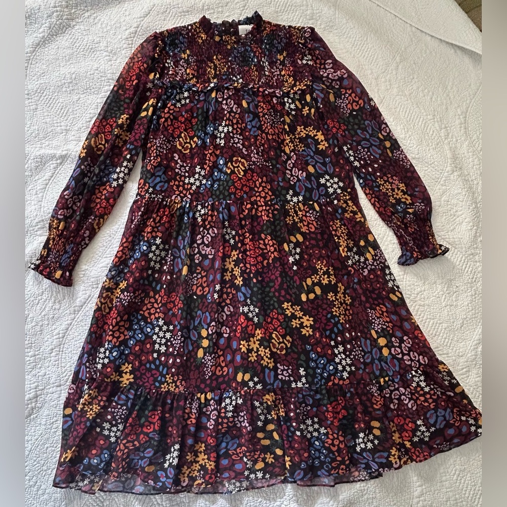 Y/Z Fall Floral Chiffon peasant style smocked dress.Size 12. Great holiday dress